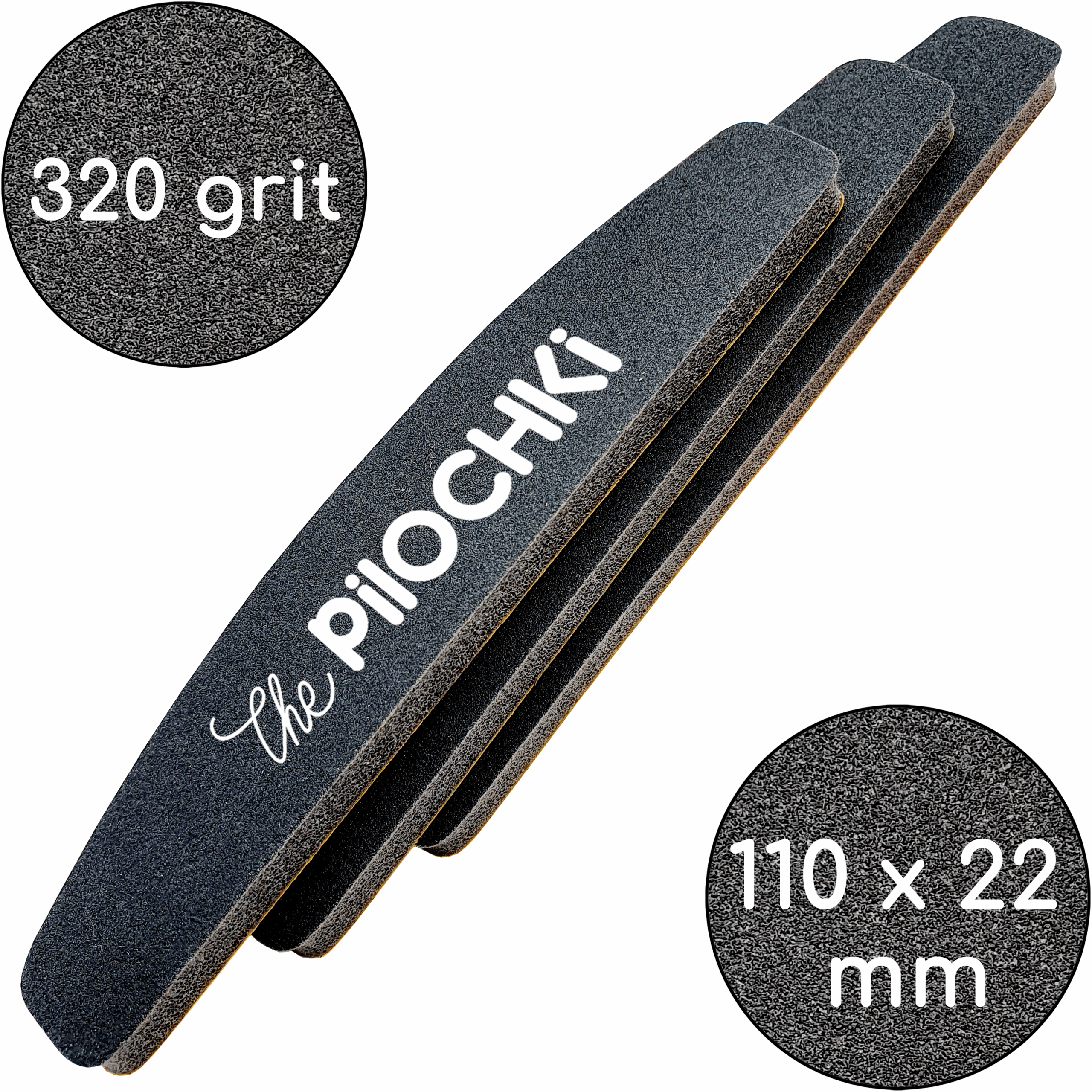 Бафы-шлифовщики для ногтей, 320 грит, 110 мм, Черные