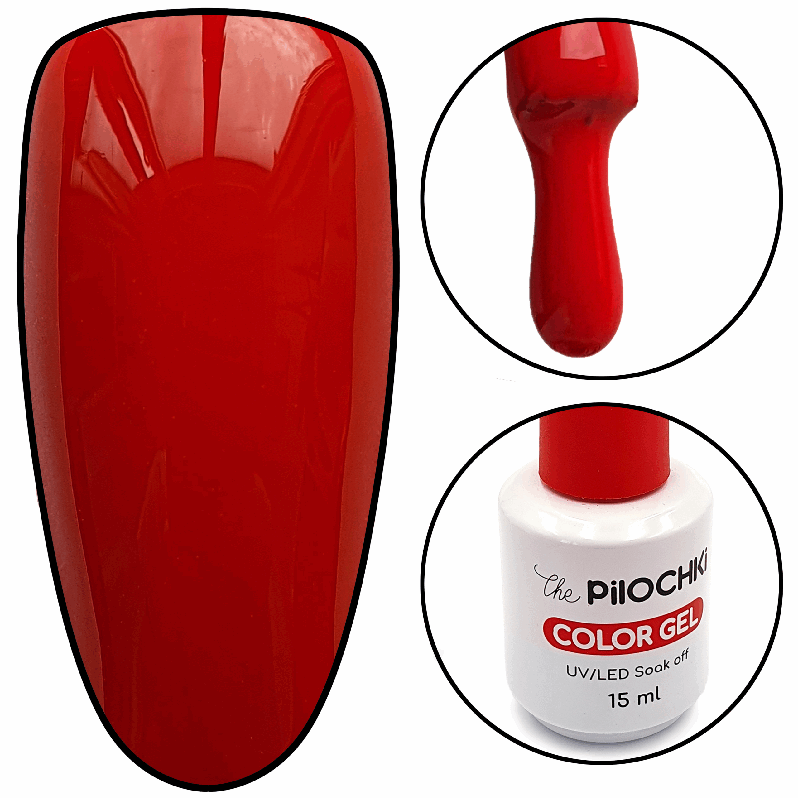 Гель - лак, № 1132 RD, Оранжево-Красный Крайола, 15 мл