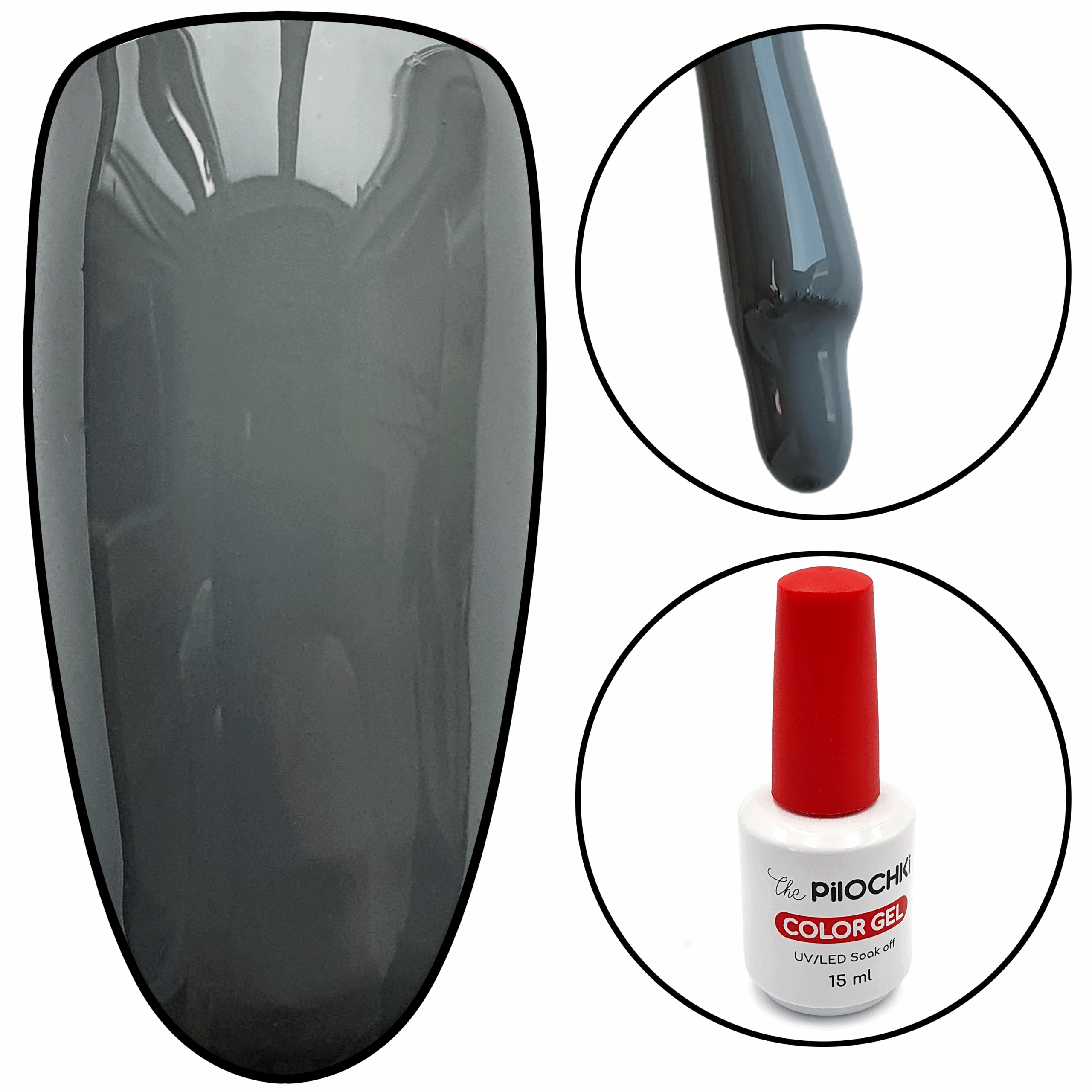 Гель - лак, № 1264 BW, Серый, 15 мл