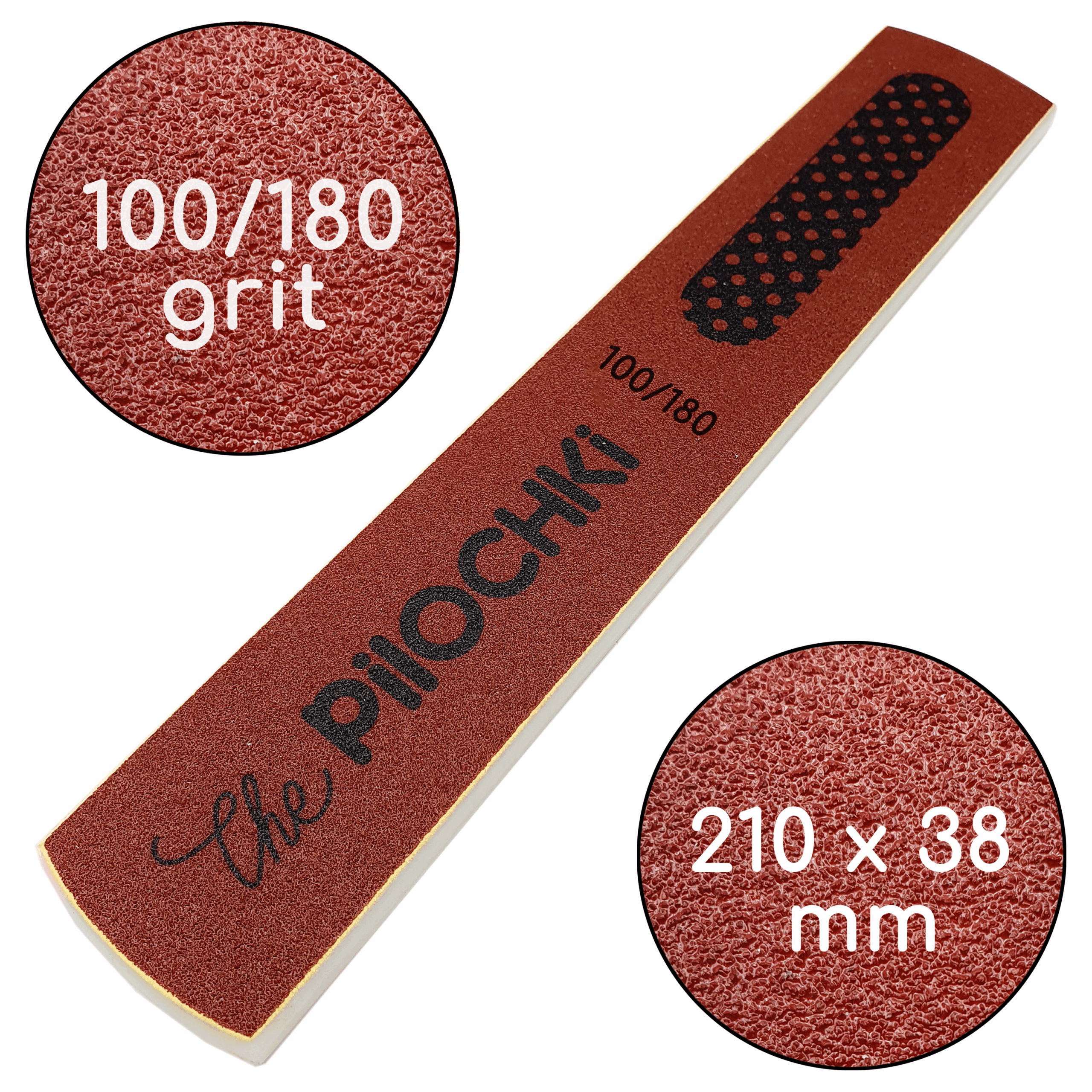 Пилка для пяток, Ровная, 100/180 грит, Бордовая