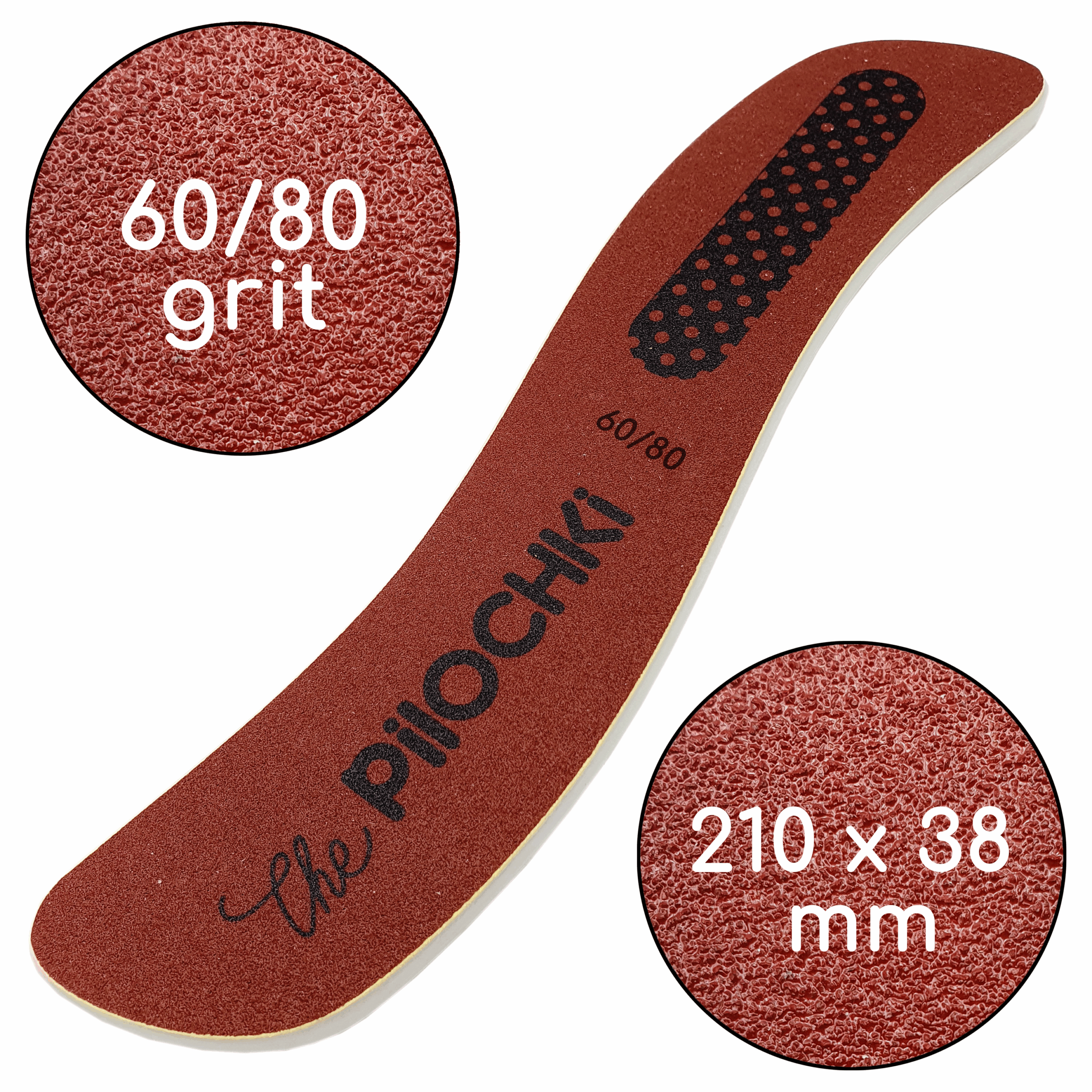 Пилка для пяток, Волна, 60/80 грит, Бордовая